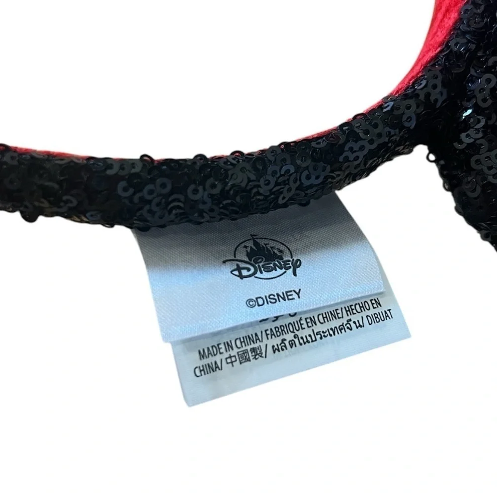 Disney Minnie Mouse Sequin Ear Headband with Sequin Polka Dot Bow Adults NWT